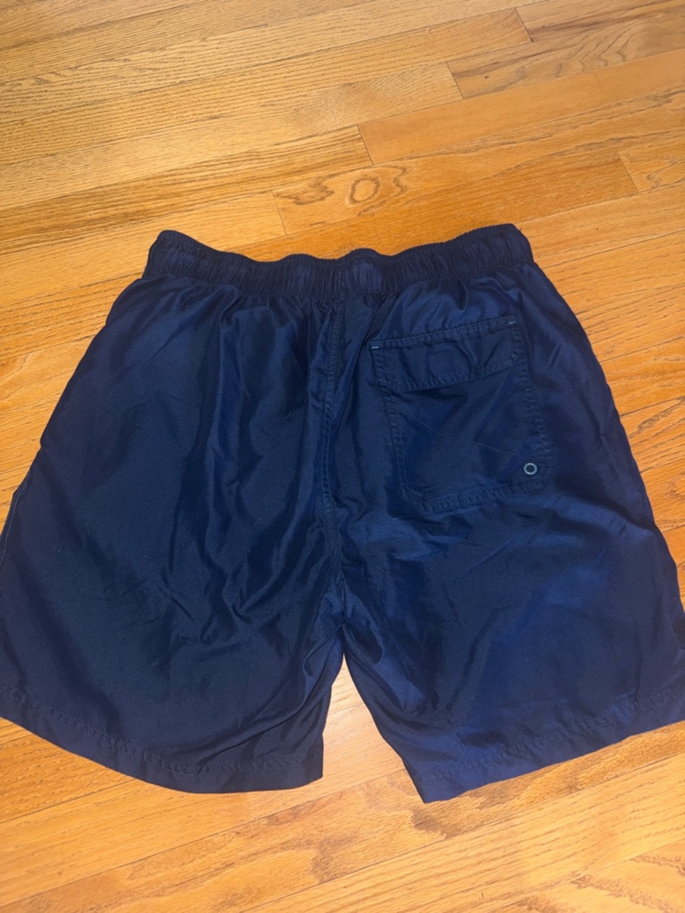 Navy Drawstring Swim Trunks - Picture 3 of 4